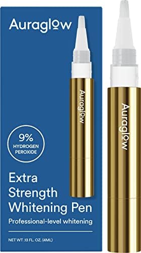 Auraglow Extra Strength Teeth Whitening Pen, 9% Hydrogen Peroxide, 40+ Whitening Treatments, Whitens Teeth Fast, No Sensitivity, 4mL Auraglow