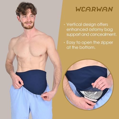 Colostomy Bag Covers for Women and Men, Ostomy Bag Covers, Ostomy Belt Abdomen (Dark Blue, M) Wearwan