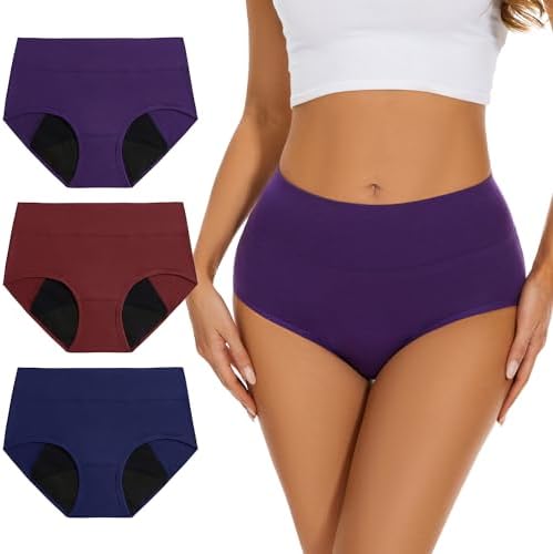 Incontinence Underwear for Women High Absorbency Period Panties Ladies Leakproof Protective Menstrual Postpartum Bladder Control Washable Cotton Briefs Multipack ALLBASE