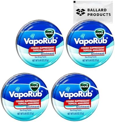 Универсальный Набор Ballard Products Vicks VapoRub Противокашлевый Бальзам - 4 Банки Упаковки Путешествия - Облегчение Кашля и Заложенности Ballard Products