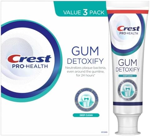 Crest Pro-Health Gum Detoxify Deep Clean Toothpaste 4.8 oz Pack of 3 - Anticavity, Antibacterial Flouride Toothpaste, Clinically Proven, Gum and Enamel Protection, Plaque Control Crest