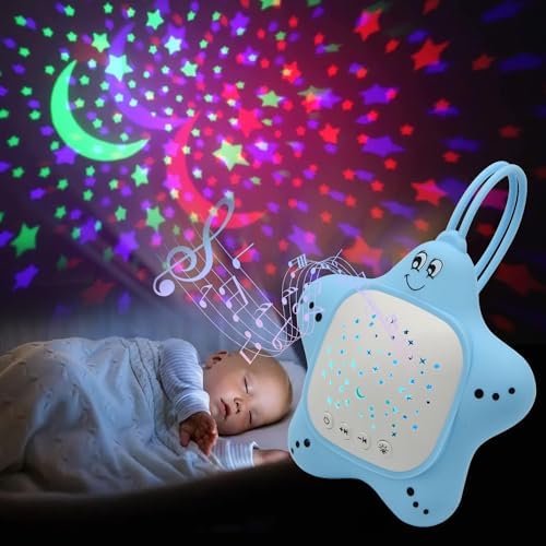 Portable Baby White Noise Sound Machine, Rechargeable Baby Soother with Projector Night Light for Deep Restful Sleep, Sleep Sound Aid Soother Calming Music for Travel,Nursery,Bedroom,Car,Crib Toys Generic