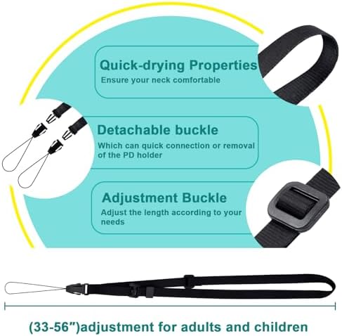 iGuerburn PD Catheter Holder for Baxter, Peritoneal Dialysis Catheter Showering Support with 2 PCS Adjustable Necklace Lanyard, PD Transfer Set Accessories for Men/Women - Black iGuerburn