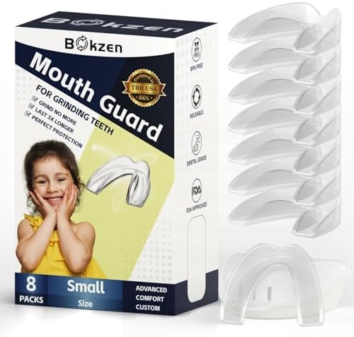 Kids Mouth Guard for Teeth Grinding,Pack of 8, Comfortable Custom Dental Guard for Kids,Moldable Night Guards for Clenching Teeth,Stops Bruxism, Tmj, Teeth Whitening Tray & Sports Bokzen