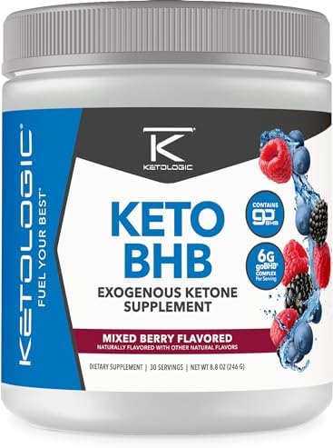 Ketologic Keto BHB (Mixed Berry Flavor) 30 Servings (Порции) - Exogenous Ketone Supplement with goBHB, Beta-Hydroxybutyrate Salts KetoLogic