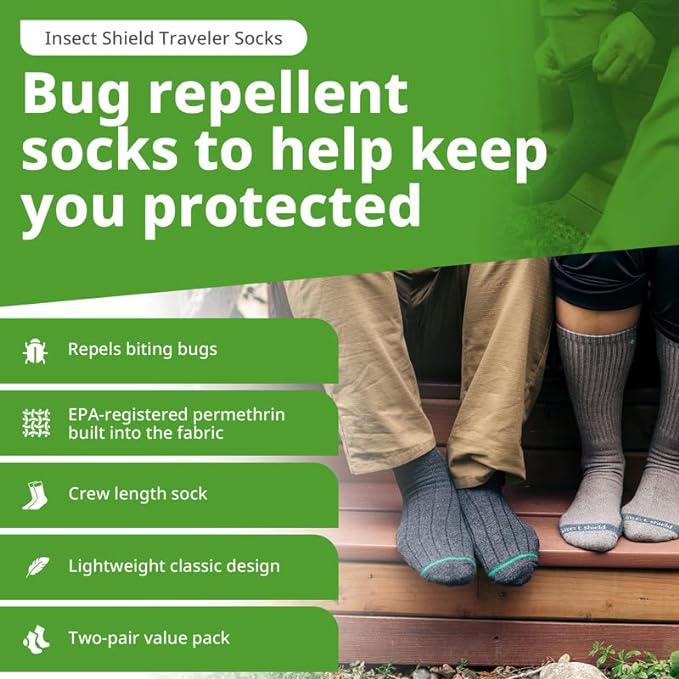 Insect Shield Traveler Socks With Permethrin Bug Repellant - Protective Clothing for Men & Women Insect Shield