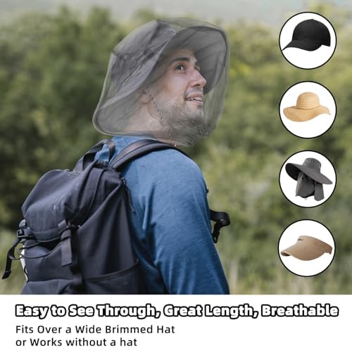 6 Packk Mosquito Covers Wearable Head Net Face Mesh Protecting Net Mosquito Fly Insects Bugs Preventing for Outdoor Wholelovein