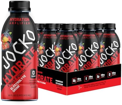 Jocko Fuel Hydrate Electrolyte Drinks - Sports Drink Hydration Amplifier, Thirst Quencher - Scientifically Formulated Electrolyte Blend Blue Raspberry 16 Oz (12 Pack) Jocko Fuel