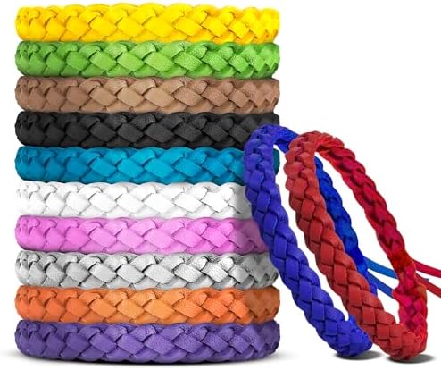 12 Pack Mosquito Repellent Bracelets, DEET-Free, Individually Wrapped PU Leather Insect & Bug Repellent Wrist Bands BuggyBands