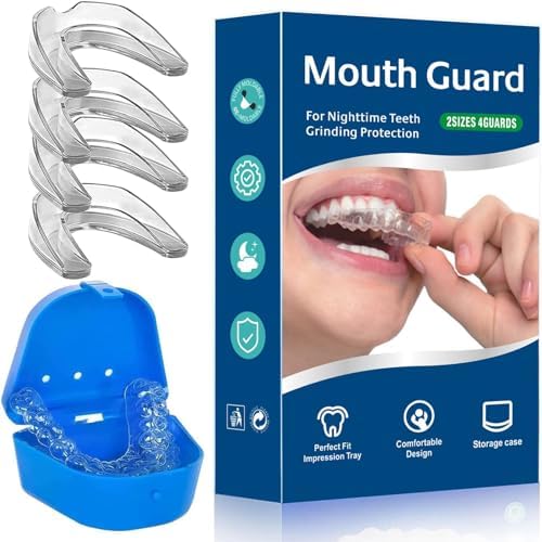 Mouth Guard for Grinding Teeth at Night, 4 Pcs Night Guards for Teeth Grinding, Reusable Teeth Grinding Mouth Guard, Mouthguards for Grinding of Teeth, Night Mouth Guards for Teeth Grinding Bdllmdes