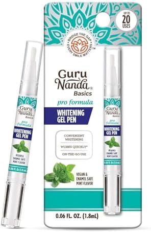 GuruNanda Teeth Whitening Pen,(0.06 fl oz)-20 Uses, Pro Formula - Hydrogen Peroxide Whitening Gel Pen, Enamel-Safe, Cruelty-Free, Vegan, Mint Flavor GuruNanda