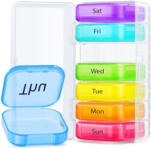 AUVON Extra Large Weekly Pill Organizer, Portable Separate Pill Box 7 Day Slots Fit Pocket & Purse, Pill Case with Dual Protection for Travel, Pill Container for Big Vitamins, Fish Oils, Supplements AUVON