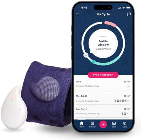 TEMPDROP 2.0 Advanced Fertility Monitor and Ovulation Tracker Wearable Basal Body Temperature (BBT) Monitoring Sensor and Fertility Charting App, New Improved Comfortable Armband, L/XL TEMPDROP