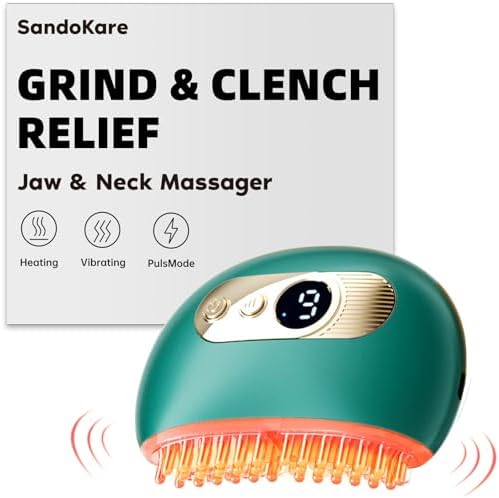 Grinding & Clenching Teeth Relief Massager, PulsMode, Vibration & Heating for Muscle Relax & Stress Relief, Works with Mouth Guards for Grinding Teeth at Night, Relieves TMJ Pain & Facial/Jaw Tension SandoKare