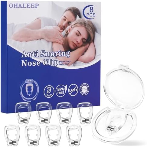 Anti Snoring Devices,Snore Stopper with Adjustable Magnet, Silicone Nose Clip Stop Snoring, Effective to Relieve Snoring, Comfortable and Quieter Sleep, Clear, M OHALEEP