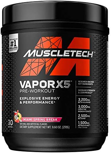 Pre Workout Powder (Порошок) | MuscleTech Vapor X5 | Pre Workout Powder for Men & Women | PreWorkout Energy Powder Drink Mix | Sports Nutrition Pre-Workout Products | Blue Raspberry (30 Servings (Порции))-Package Varies Muscletech