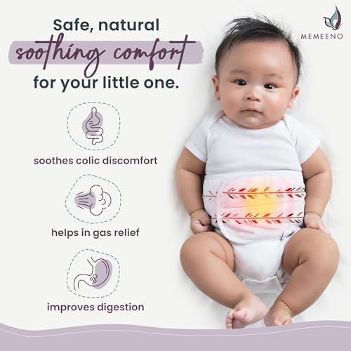 Baby Belly Band for Gas & Colic Baby Relief - Self Heating Belly Band Baby Belly Button Band Colic Band Tummy Wrap for Babies Colic Belt Baby Gas Wrap Colic Baby Relief Newborn - Bouquet Memeeno