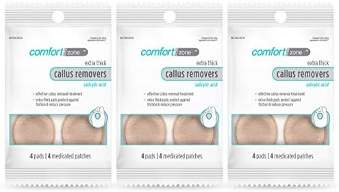 Comfort Zone Extra Thick Callus Remover, Effectively Removes Calluses and Protects Against Friction, 4 Count (Pack of 3) Comfort Zone