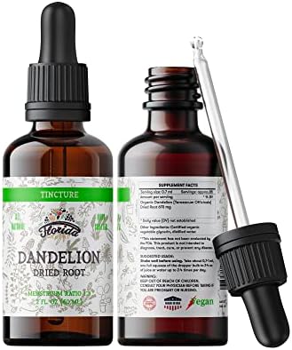 Dandelion Root Tincture Organic Dandelion Extract (Taraxacum Officinale) Health Supplement, Non-GMO in Cold-Pressed Organic Vegetable Glycerin 2 oz (Унции), 685 mg FLORIDA HERBS