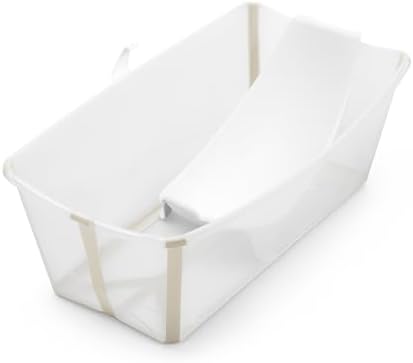 Stokke Flexi Bath Bundle, Sandy Beige - Foldable Baby Bathtub + Newborn Support - Durable & Easy to Store - Convenient to Use at Home or Traveling - Best for Newborns & Babies Up to 48 Months Stokke