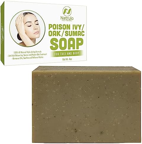 Poison Ivy Soap Bar - All Natural Poison Ivy Relief - Anti-Itch Skin Cleanser Bar for Poison Ivy, Poison Oak & Sumac - Removes Oils, Soothes & Relieves Rashes - 4 oz Bar Made in USA Natrulo