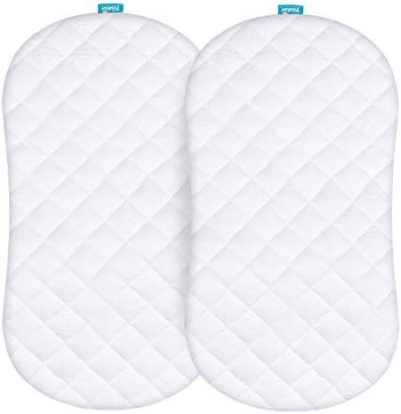 Bassinet Mattress Pad Cover Compatible with Chicco LullaGlide™ 3-in-1 Stationary Baby Bassinet, 2 Pack, Waterproof Quilted Ultra Soft Viscose Made from Bamboo Terry Surface, Breathable and Easy Care Biloban