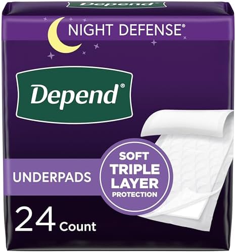 Depend Underpads - Disposable Incontinence Bed Pads, Triple Layer Absorbency for Adults, Kids, and Pets, Slip Resistant, 36"x 21", 48 Count (4 Packs of 12) (Packaging May Vary) Depend