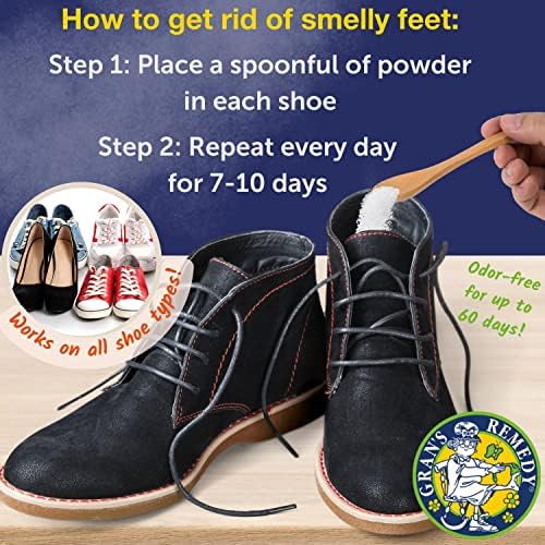 Gran's Remedy Scented Foot and Shoe Deodorizer - Scented with Citrus Extracts - Effective Odor Eliminator & Moisture Absorbing Foot Powder - Travel Size Freshness for the Whole Family - Shaker Gran's Remedy