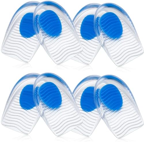 Gel (Гель) Silicone Heel Pads/Cups,4 Pairs Heel Lifts for Achilles Tendonitis,Shoe Wedge Inserts for Plantar Fasciitis,Sore Heel, Heel Spur and Heel Pain Relief,Heel Support for Men and Women(Small/Medium) Wonderwin