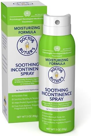 Doctor Butler’s Soothing Incontinence Spray - Barrier Spray for Incontinence with Touchless Application to Help Protect Sensitive Irritated Skin Caused by Adult Incontinence (3 oz) Doctor Butler's