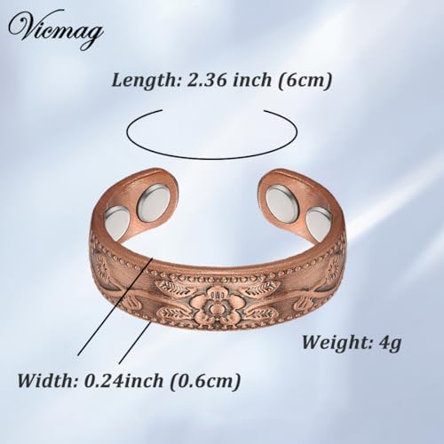 Vicmag Copper Magnetic Ring for Women, Copper Ring Ladies Fingers Thumb 100% Solid Pure Copper Jewelry Gift Adjustable Vicmag