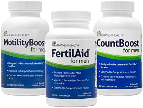 Fairhaven Health FertilAid for Men, MotilityBoost, and Countboost Combo | Fertility Supplements for Men | Male Fertility Supplement with Conception Vitamin and Fertility Support Prenatal Formula Fairhaven Health