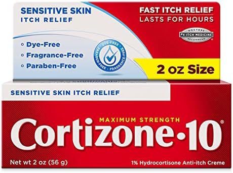 Cortizone 10 Maximum Strength Sensitive Skin Itch Relief, Anti-Itch Cream, 1% Hydrocortisone Creme, 2 oz. Cortizone 10