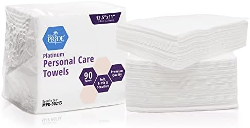 MED PRIDE Platinum Personal Care Towels [90 Pack]- Ultra Soft Dry Wipes- Disposable & Unscented for Baby Or Senior Care & Adults - Sanitary for Hand, Face, Body Or Incontinence- 12.5''x11'' MED PRIDE