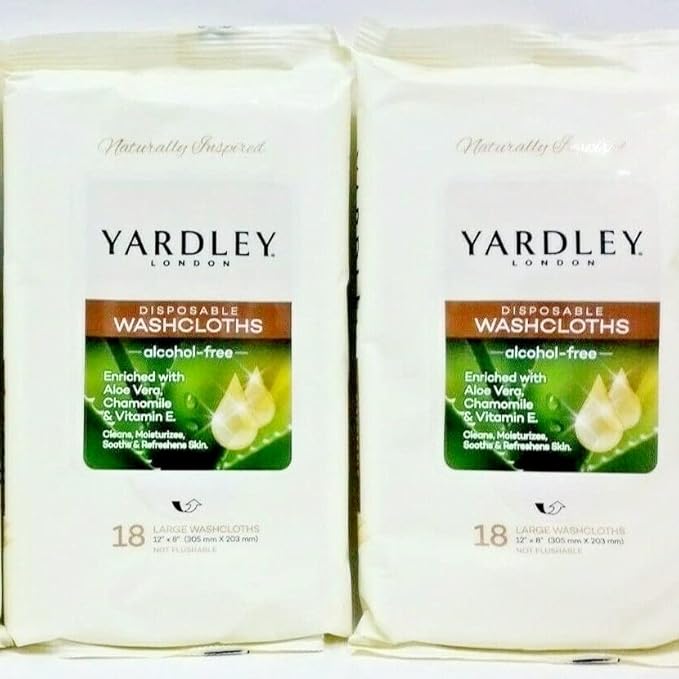 Disposable Washcloths Enriched with Aloe Vera, Chamomile & Vitamin E (**2**18 Pack)by Yardley 12 x 8” Long =Total 36 Generic