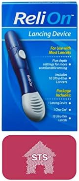 ReliOn Lancing Device | includes 10 Ultra-Thin Lancets + STS Home Sticker. STS Home