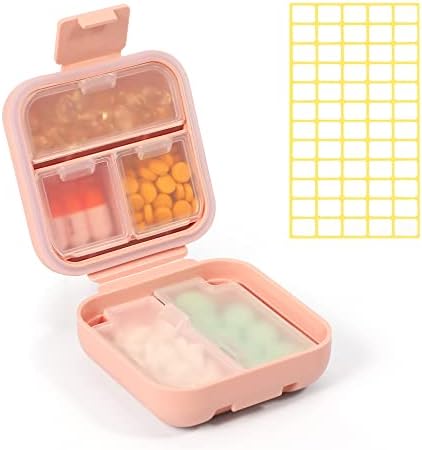 Dynippy Daily Pill Organizer 5 Compartments Portable Moisture Proof Small Pill Case for Pocket Purse Travel Pill Box Portable Medicine Vitamin Fish Oil Holder Container (White) Dynippy