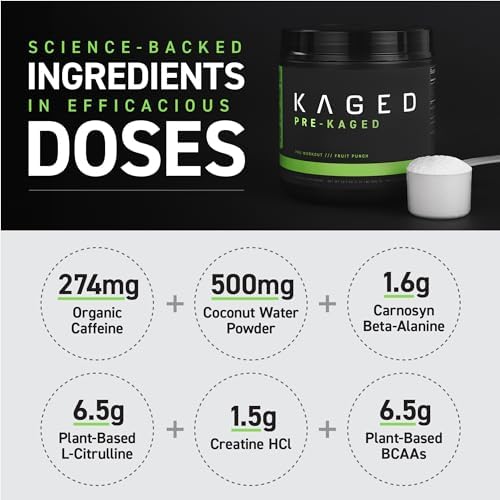 Kaged Original Pre Workout Powder (Порошок) | Pink Lemonade | Pre-Kaged | Formulated with Creatine, Beta Alanine, Pure Caffeine | 20 Servings (Порции) Kaged