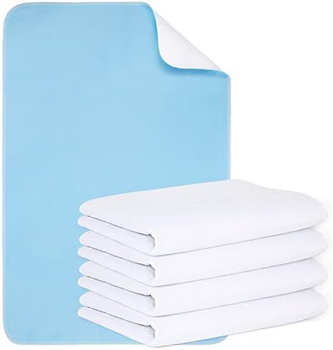 Reusable Incontinence Bed Pads (4 Packs), washable bed pad, Heavy Absorbency (4-Layer) Waterproof Bed Pads 18"X24", nonslip & Skin-friendly, Multi-scenes tailor to Kids, Adults, Elderly & Pets Mancosi