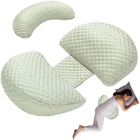 Pregnancy Pillow, Maternity Pillow for Sleeping, Soft Maternity Pillow with Detachable & Adjustable Pillow Cover, Pregnancy Body Pillow Support Legs, Back, Belly, HIPS Bolloco