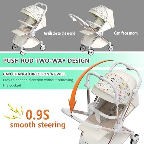 Lightweight Stroller,White/Black –Multi-Position Recline Baby Stroller(Black) Trenana