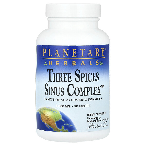 Three Spices Sinus Complex™, 1,000 mg, 90 Tablets (Таблетки) (500 mg per Tablet) Planetary Herbals