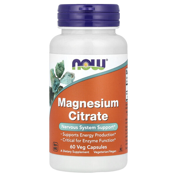 Magnesium Citrate, 60 Veg Capsules (Вегетарианские капсулы) NOW Foods