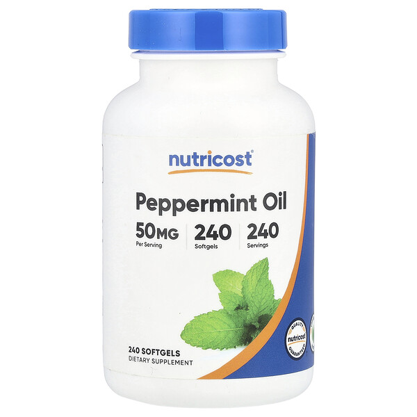 Peppermint Oil, 50 mg, 240 Softgels (Мягкие капсулы) Nutricost