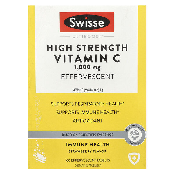 Ultiboost™, High Strength Vitamin C, Strawberry, 1,000 mg, 3 Tubes, 20 Effervescent Tablets (Шипучие таблетки) Each Swisse