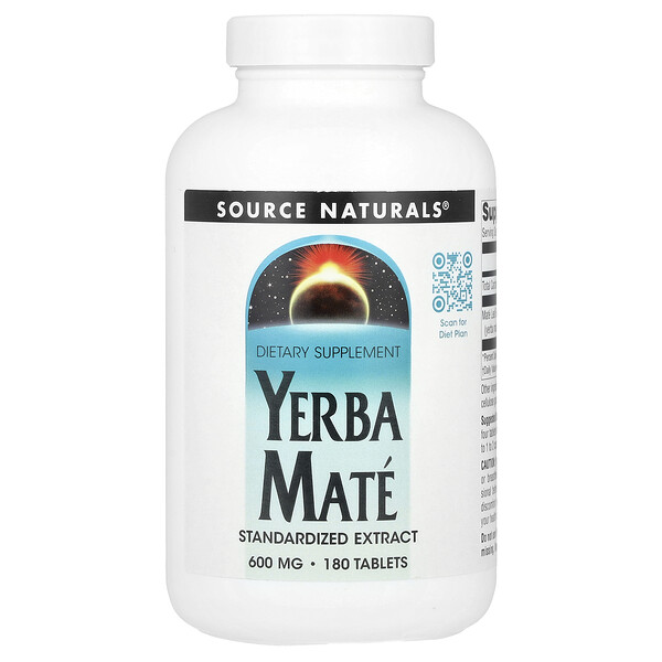 Yerba Mate, 600 mg, 180 Tablets (Таблетки) Source Naturals