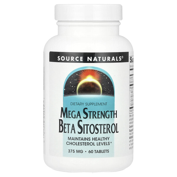 Mega Strength Beta Sitosterol, 375 mg, 60 Tablets (Таблетки) Source Naturals