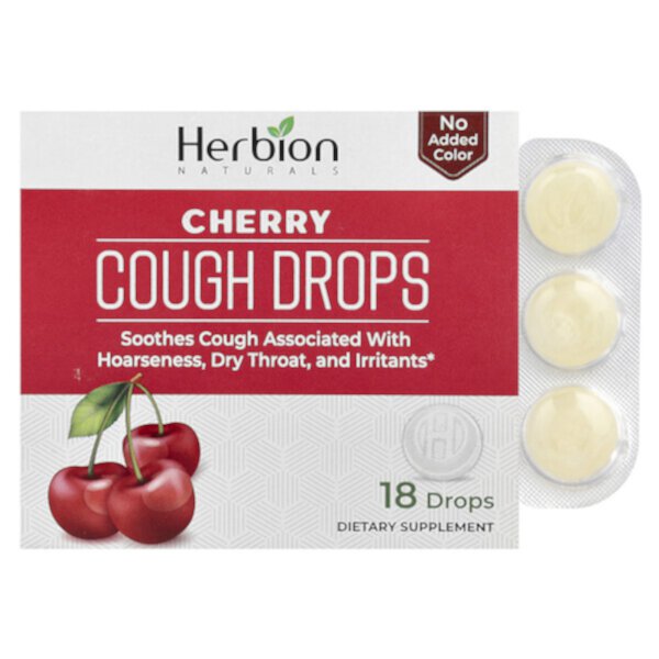 Cough Drops (Капли), Cherry, 18 Drops Herbion