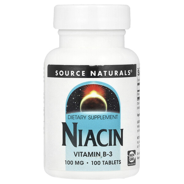 Niacin, 100 mg, 100 Tablets (Таблетки) Source Naturals