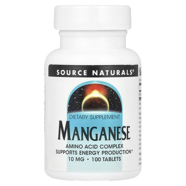 Manganese , 10 mg, 100 Tablets (Таблетки) Source Naturals